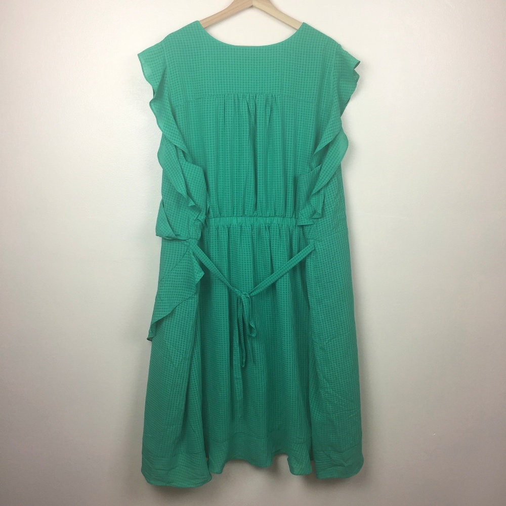 A New Day Green Checkered Faux Wrap Dress Size 4X - Picture 7 of 8